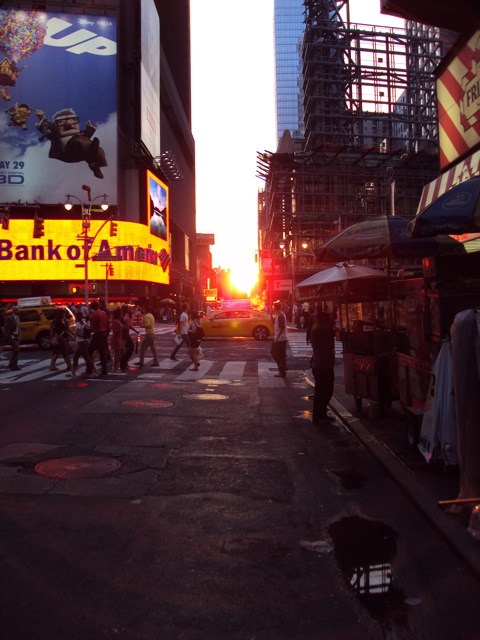 Sunset on Times Square after dinner at the Havana Central