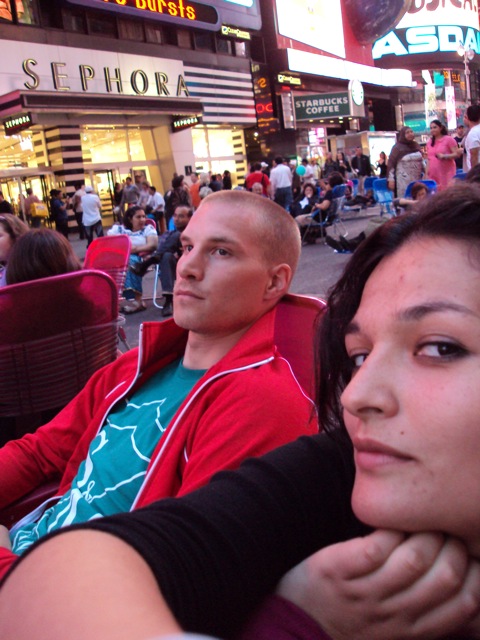 The happy couple in Times Square