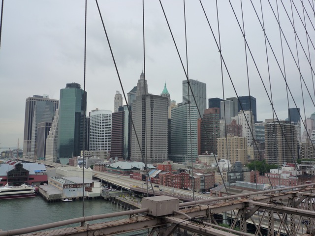 Lower Manhattan as seen from the Brooklyn Bridge