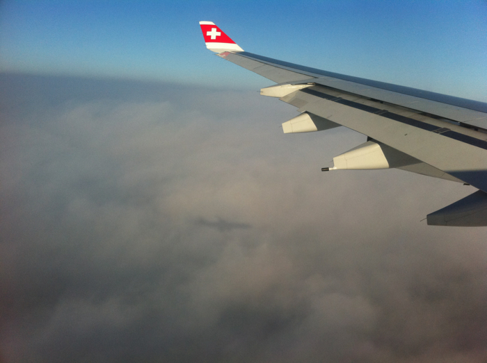 Plane shadow on the clouds